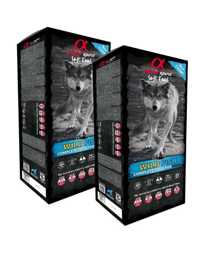 ALPHA SPIRIT Kompletné mäkké krmivo pre psov Wild Fish 18 kg (2x9 kg)