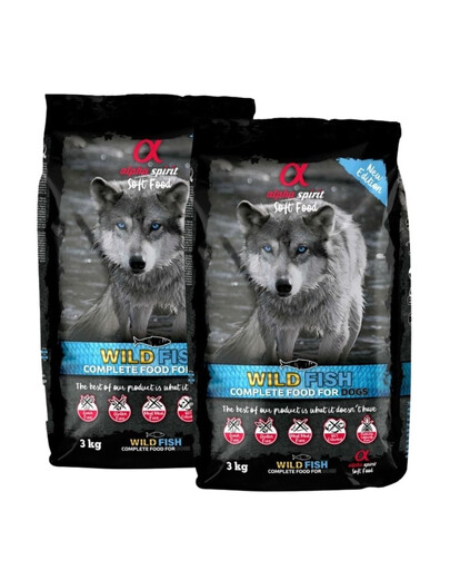 ALPHA SPIRIT Kompletné mäkké krmivo pre psov Wild fish 6 kg (2x3 kg)
