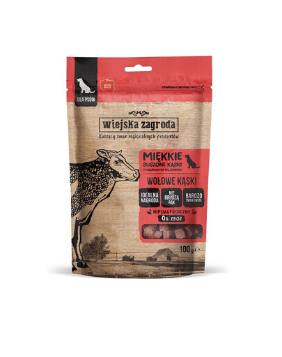 WIEJSKA ZAGRODA Hovädzie kúsky 100g maškrty pre dospelých psov