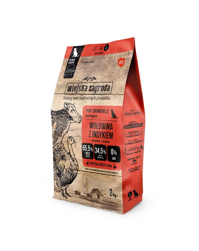 WIEJSKA ZAGRODA Hovädzina s morčacím krmivom pre psov chrumkavé L 2 kg