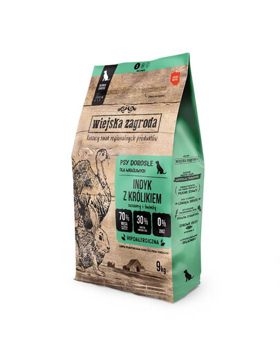 WIEJSKA ZAGRODA Indyk s králikom krmivo pre psov chrumky S 9 kg