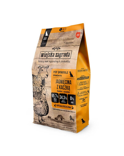 WIEJSKA ZAGRODA Jahňacina s kačicou krmivo pre psov chrumkavé S 9 kg