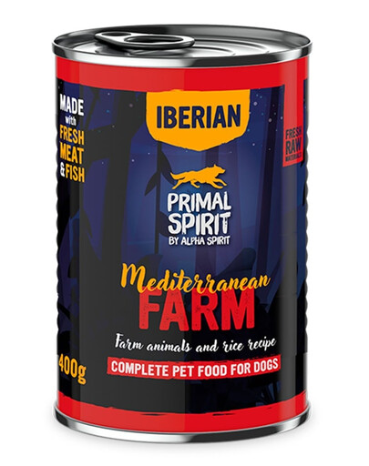 PRIMAL SPIRIT Iberian Mediterranean Farm Mokré krmivo pre psov 400 g