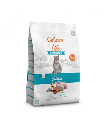 CALIBRA Cat Life Sterilised Chicken 6 kg bezobilné krmivo pre mačky po sterilizácii alebo kastrácii