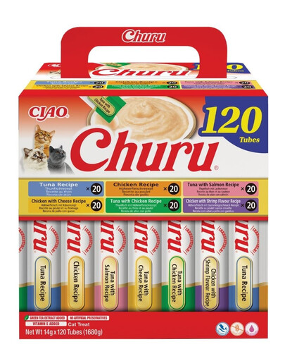 INABA Cat Churu Chicken and Tune Receipe 120x14g mix krémových pochúťok s kuracím mäsom a tuniakom pre mačky