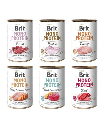 BRIT Mono Protein mix smaków 6x400g