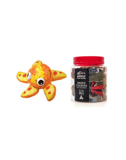 KONG Zestaw świąteczny Zabawka żółw + ciasteczka z żurawiną dla psa 220 g