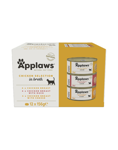 APPLAWS Selection z kuraciny v vývare Multipack príchutí pre mačky v omáčke 12x156g
