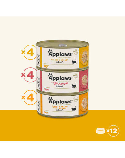 APPLAWS Selection z kuraciny v vývare Multipack príchutí pre mačky v omáčke 12x156g