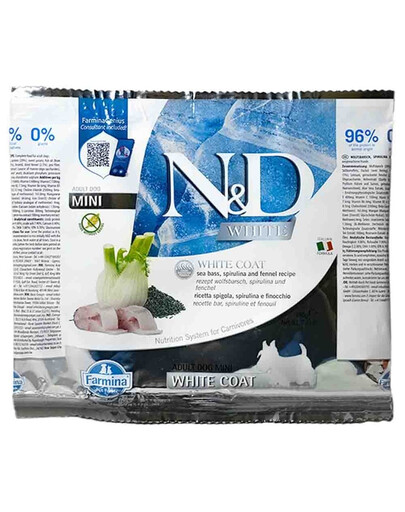 FARMINA N&D White Dog Adult Mini Sea Bass, Spirulina, Fennel 100 g