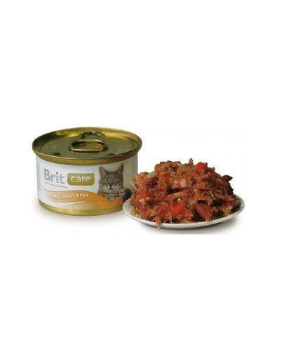 BRIT Care Cat Konzerva pre mačky tuniak, mrkva a hrášok 80g