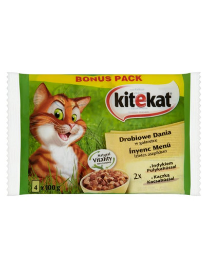 KITEKAT Kurací pokrm 4 x 0.1 kg bonus pack