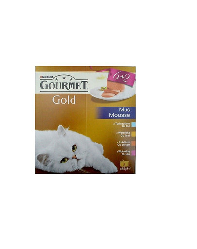 GOURMET Gold Mus 8x85g 6 + 2 - 4 príchute