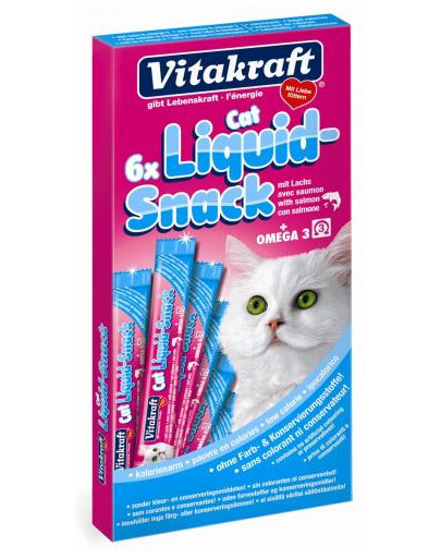 VITAKRAFT Cat Liquid Snack 6Szt Łosoś+Omega3