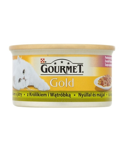 GOURMET Gold králik a pečeň v omáčke 85 g