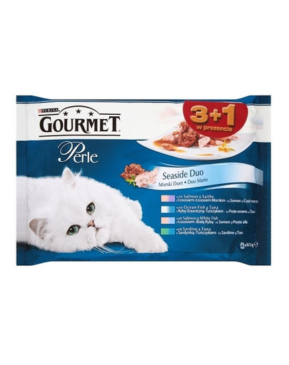GOURMET Perle ryby duo 3 + 1 ZADARMO 4 x 85 g