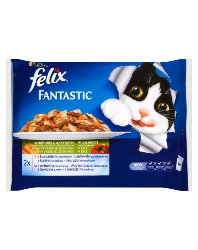 Felix Sensations hov. a želé s rajčaty + kuře a želé s mrkví 400 g