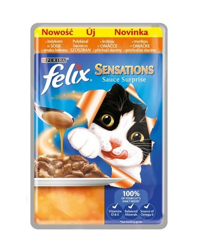 FELIX Sensations Sauce Surprise morčacie v omáčke s príchuťou slaniny 100g