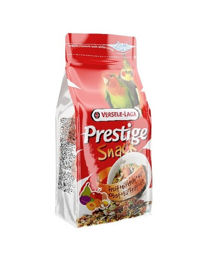 Versele-LAGA Prestige Snack parakeets 125 g - Maškrta s piškótami a ovocím pre stredné papagáje