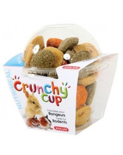 ZOLUX Crunchy Cup Candy maškrty pre hlodavce prírodné / mrkva / lucerna 200 g