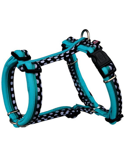 TRIXIE Szelki Spacerowe Freshline Spot, S: 30–40 cm/15 mm, Akwamaryn / Turkusowy / Czarny