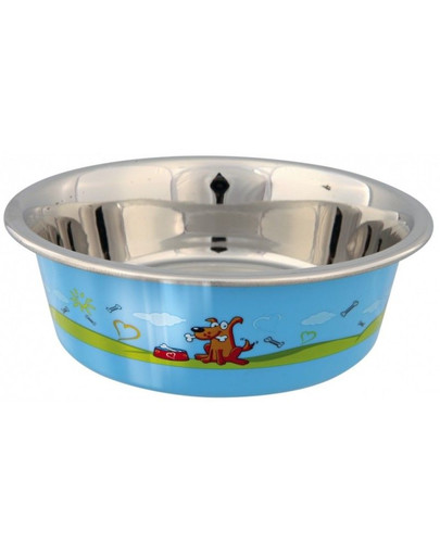 TRIXIE Miska Ze Stali Nierdzewnej Z Plastikową Powłoką , 0.4 L/14 cm
