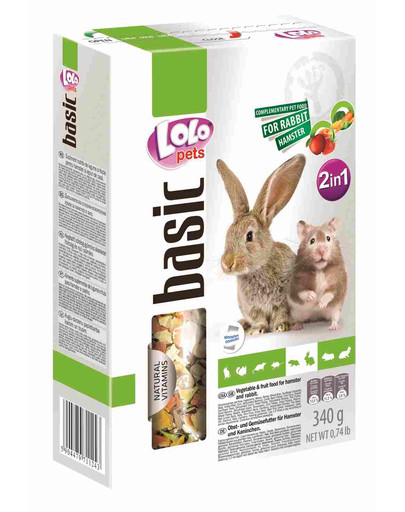 Lolo PETS Krmivo 2v1 Ovocie-zelenina pre škrečka a králika 340g