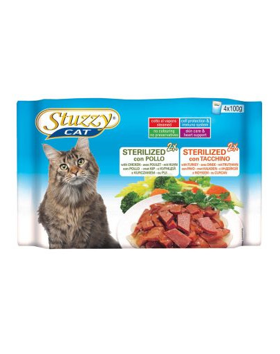 STUZZY Multipack 2 X Sterilized Kuracie I 2 X Sterilized Morčacie (100G X4)