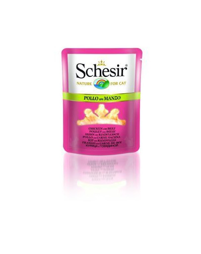 SCHESIR Kuracie mäso a hovädzie vo vlastnej šťave 70G