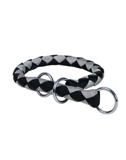 TRIXIE Obroża "Cavo", S–M: 30–36 cm/O 12 mm, Czarno/Srebrna
