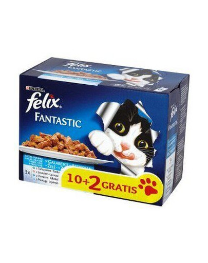 FELIX Fantastic výber z rýb v želé 12x100g: tuniak, losos, treska, platesa