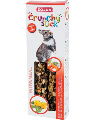 ZOLUX Crunchy Stick králik mrkva a púpava 115 g