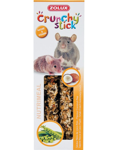 ZOLUX Crunchy Stick Potkan / Myš kokosový orech a hrášok 115 g