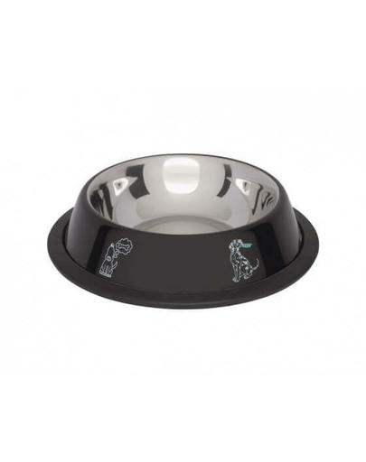 LOLO PETS Miska Na Gumie ,Kolorowy Nadruk,Czarna, 0,7 L