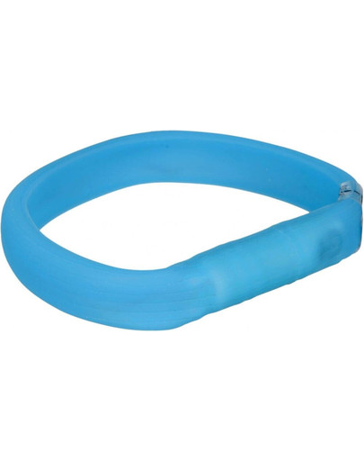 TRIXIE USB svietiaci obojok PLOCHÝ L-XL: 70 cm / 30 mm, nebesky modrý