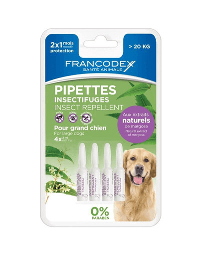 FRANCODEX Krople dla psów powyżej 20 kg odstraszające insekty 4 x 2ml