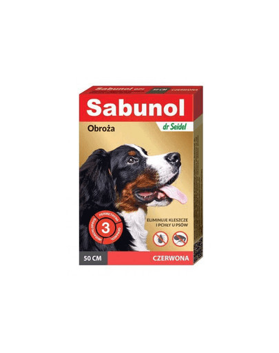 DERMAPHARM Sabunol Obroża Czerwona - P/Pchłom i Kleszczom 50 cm