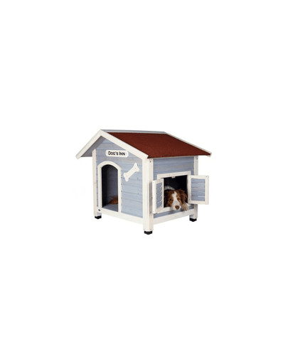 TRIXIE Natura Dog Kennel With Saddle Roof M: 91 × 80 × 80 cm Light Blue/White