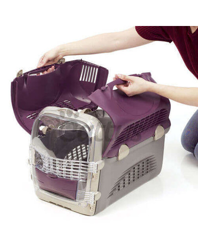 CATIT Box transportný Design Cabrio sivo/vínový