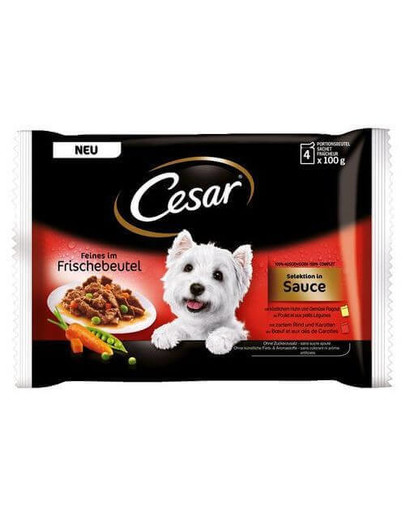 CESAR Výber chutí v omáčke 4x100g