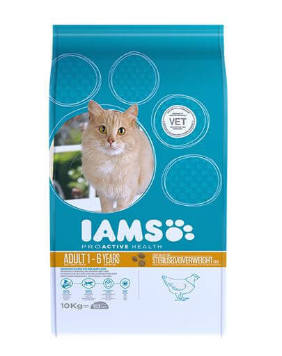 IAMS Adult Weight Control All Breeds Chicken Granule s kuracím mäsom pre mačky 10 kg