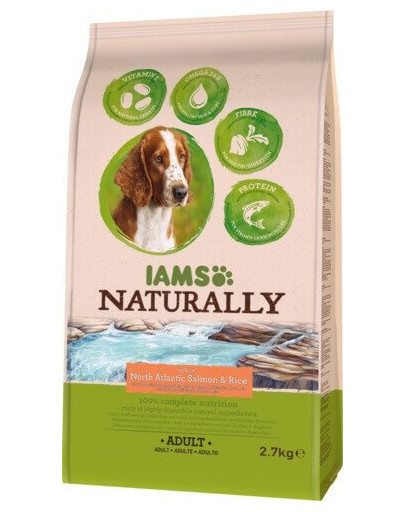IAMS Naturally Adult Dog rich in North Atlantic Salmon & Rice 2,7 kg