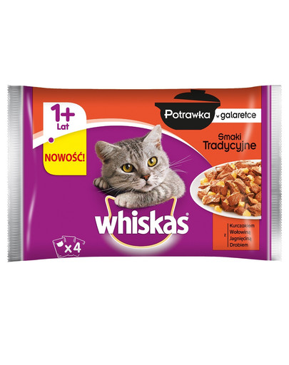 WHISKAS Krmivo v želé (1 rok) Pochúťka tradičná 4x85g
