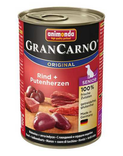 ANIMONDA Grancarno Senior kuracie/morčacie srdcia konzerva 400 g