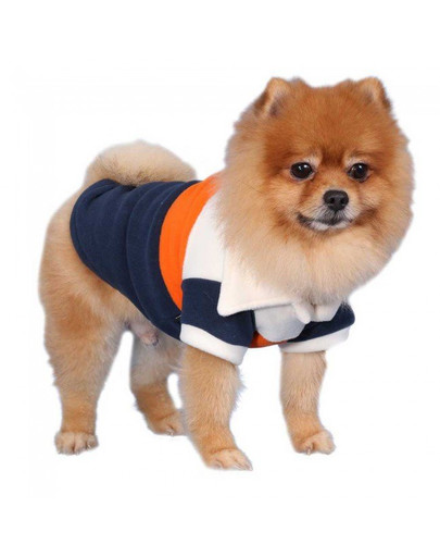 DOGGY DOLLY Pruhovaný fleecový sveter, krémová / oranžová / modrá, S 23-25 cm/36-38 cm