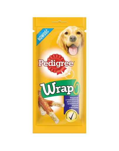 PEDIGREE WRAP lahôdka s rozdrvenou hovädzou kožou a skutočným kuracím mäsom 40 g