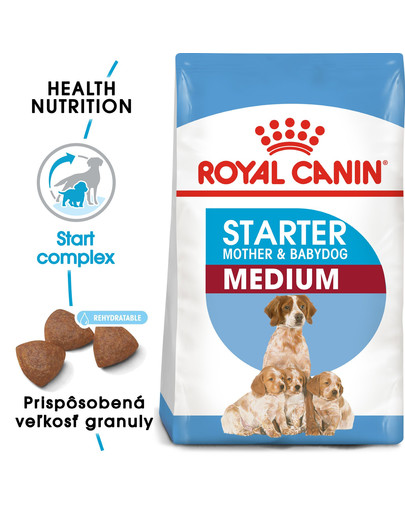 ROYAL CANIN Medium Starter Mother & Babydog 12 kg granule pre brezivé alebo dojčiace suky a šteniatka.