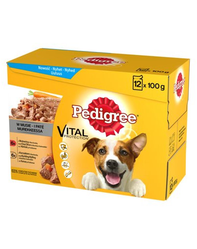 PEDIGREE Adult 12 x 100g - s hovädzím a kuracím mäsom 100 g