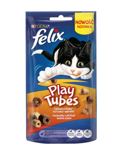 FELIX Play Tubes Pochúťky pre mačky kura a pečeň 50 g