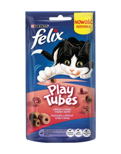 FELIX Play Tubes Pochúťky pre mačky morčacie mäso a šunka 50 g